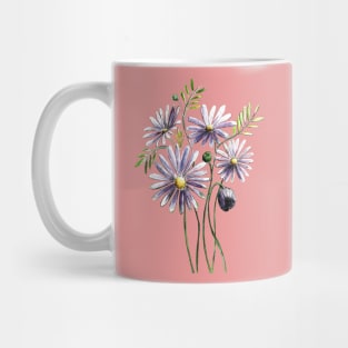 Purple Aster Flowers Watercolor Painting Mug